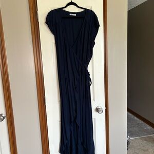 Reformation Navy Wrap Maxi Dress